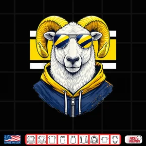 White Ram Blue Yellow Team Colors Cool Sunglasses Graphic Shirt 4 Design White Ram Blue Yellow Team Colors Cool Sunglasses Graphic Shirt
