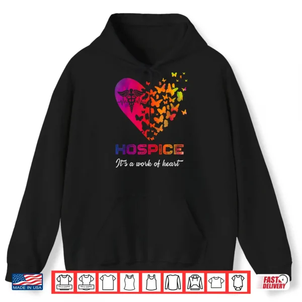 Hoodie Heart Butterflies Hospice Nurse Appreciation Nursing Scrubs Shirt