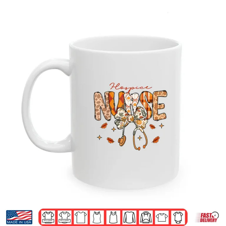 Mug Hospice Nurse Fall Stethoscope Coquette Bow Autumn Shirt