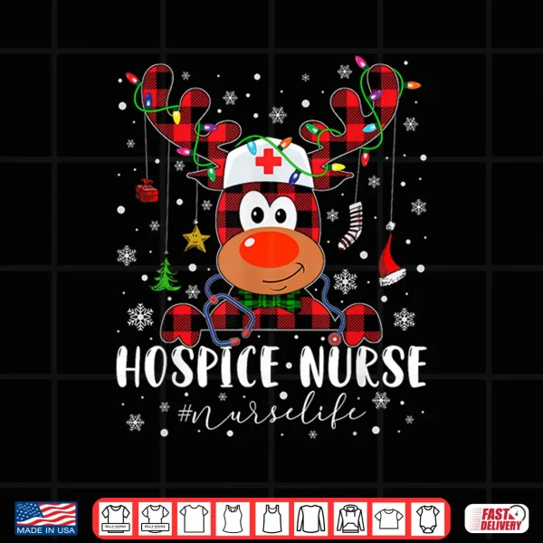 Design Love Hospice Nurse Life Reindeer Nurse Christmas Pajama Shirt