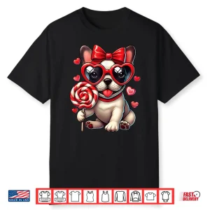 Cute French Bulldog Valentine’S Day Heart Bow Dog Lovers Shirt