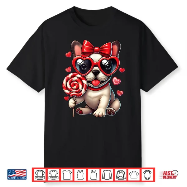 Cute French Bulldog Valentine’S Day Heart Bow Dog Lovers Shirt
