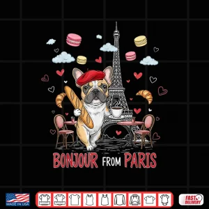 Design French Bulldog Paris Cafe Bonjour Travel Souvenir Shirt