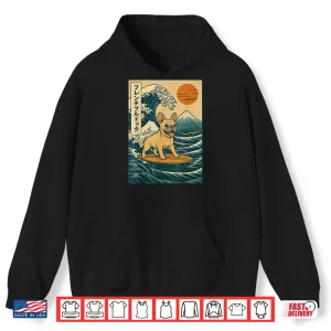 Hoodie French Bulldog Surfing Japanese Shirt