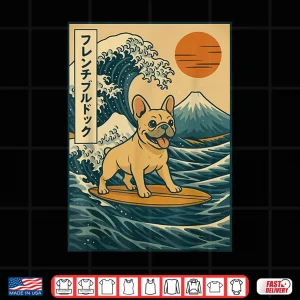 Design French Bulldog Surfing Japanese Shirt