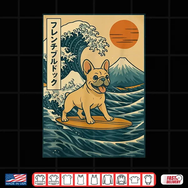 Design French Bulldog Surfing Japanese Shirt