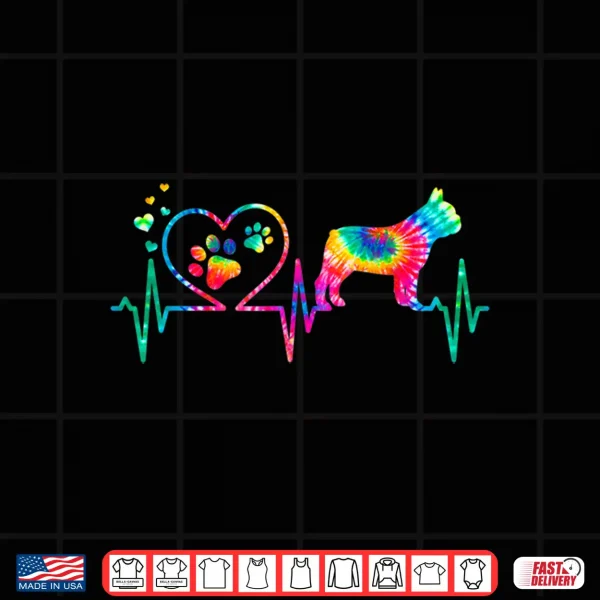 Design Frenchie French Bulldog Mom Dad Heartbeat Tie Dye Dog Gift Shirt