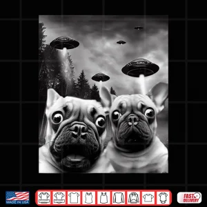 Design Frenchie Ufo Selfie Funny French Bulldog Alien Shirt