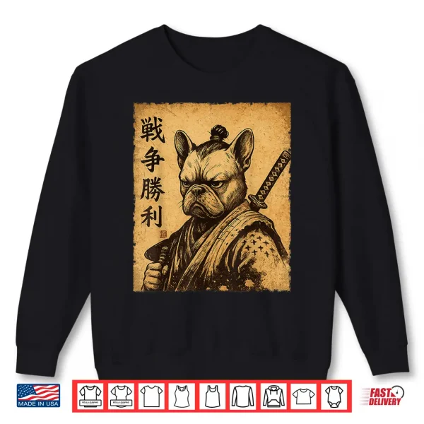 Sweatshirt Funny French Bulldog Samurai Dog Vintage Frenchie Shirt