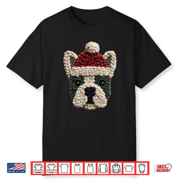 Christmas French Bulldog Dog With Santa Hat Winter Aesthetic Shirt