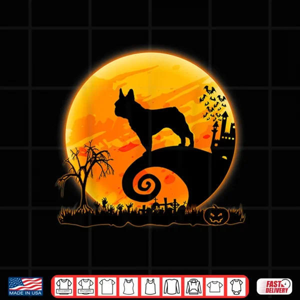 Design French Bulldog Dog And Moon Funny Halloween Costume Gift Shirt