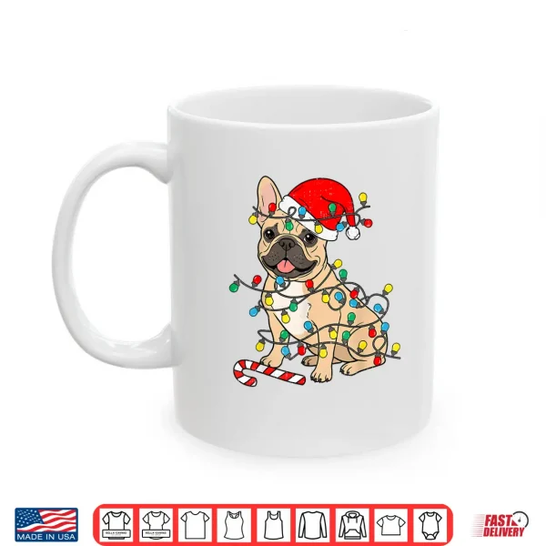 Mug French Bulldog Dog Christmas Lights Santa Xmas Pet Dog Lover Shirt