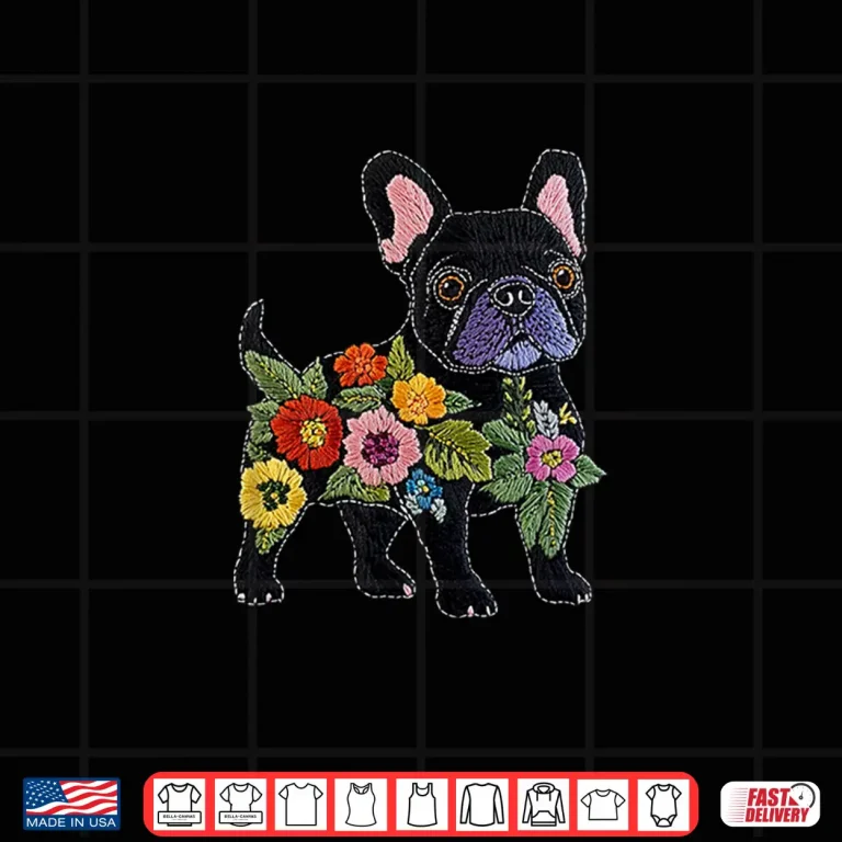Design French Bulldog Flower Funny Dog Silhouette Floral Women Men Shirt