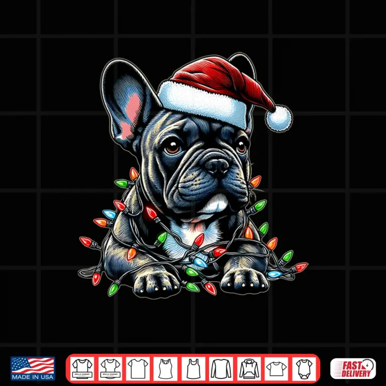 Design French Bulldog Frenchie Christmas Hat Xmas Long Sleeve Shirt