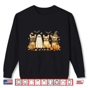 Sweatshirt French Bulldog Ghost Witch Pumpkins Halloween Dog Costume Shirt