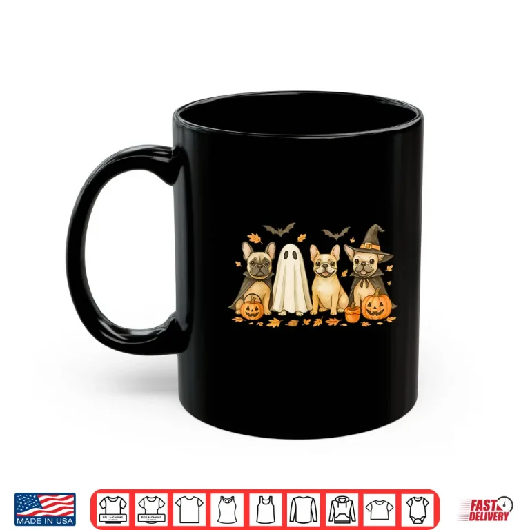 Mug French Bulldog Ghost Witch Pumpkins Halloween Dog Costume Shirt