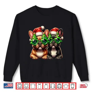 Sweatshirt French Bulldog Wearing Christmas Tree Glasses Men Women Kids Shirt
