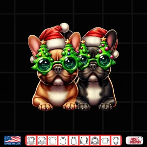 Design French Bulldog Wearing Christmas Tree Glasses Men Women Kids Shirt