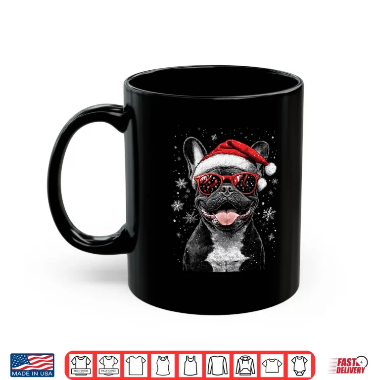 Mug Funny French Bulldog Christmas Dog Santa Hat Shirt