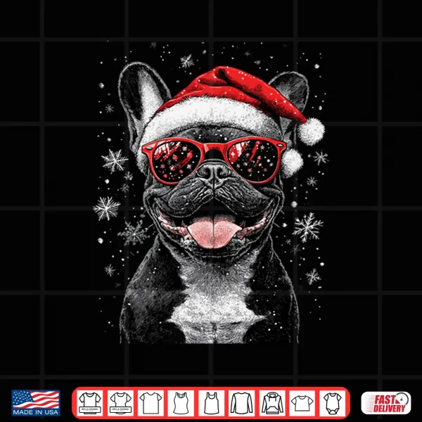 Design Funny French Bulldog Christmas Dog Santa Hat Shirt