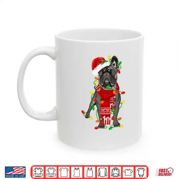 Mug Funny French Bulldog Dog Tree Christmas Lights Xmas Pajama Shirt