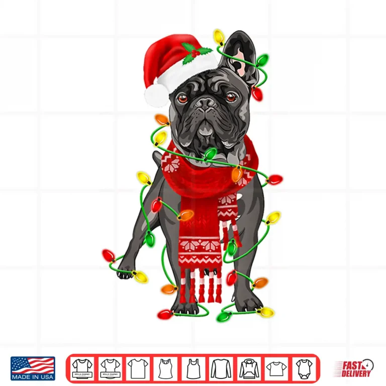 Design Funny French Bulldog Dog Tree Christmas Lights Xmas Pajama Shirt