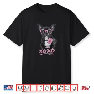 Kids French Bulldog Shirt For Toddlers & Kids Peony Glasses Xo