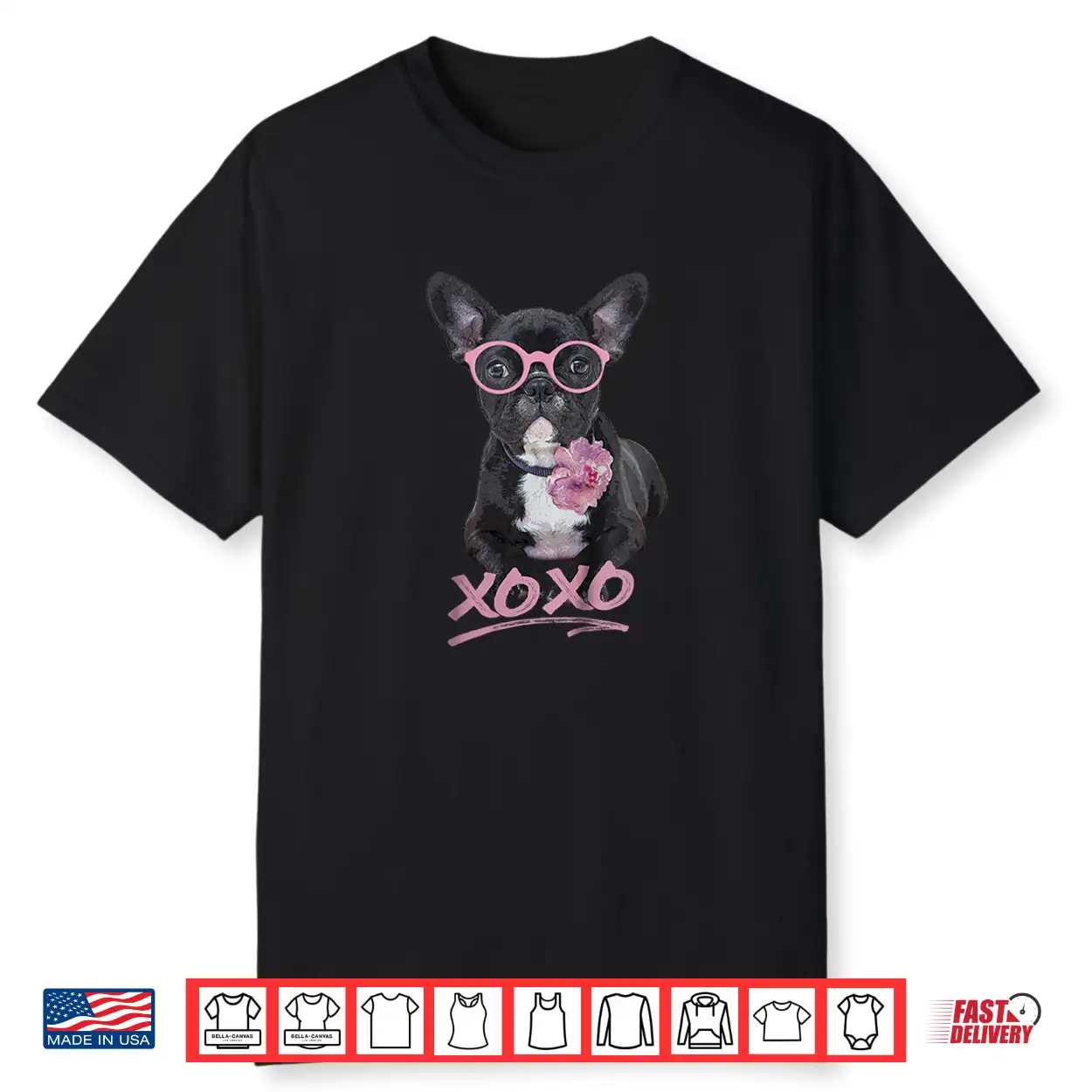 Kids French Bulldog Shirt For Toddlers & Kids Peony Glasses Xo Kids French Bulldog Shirt For Toddlers & Kids Peony Glasses Xo