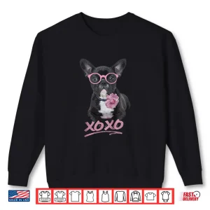 Kids French Bulldog Shirt For Toddlers & Kids Peony Glasses Xo 2 Sweatshirt Kids French Bulldog Shirt For Toddlers Kids Peony Glasses Xo