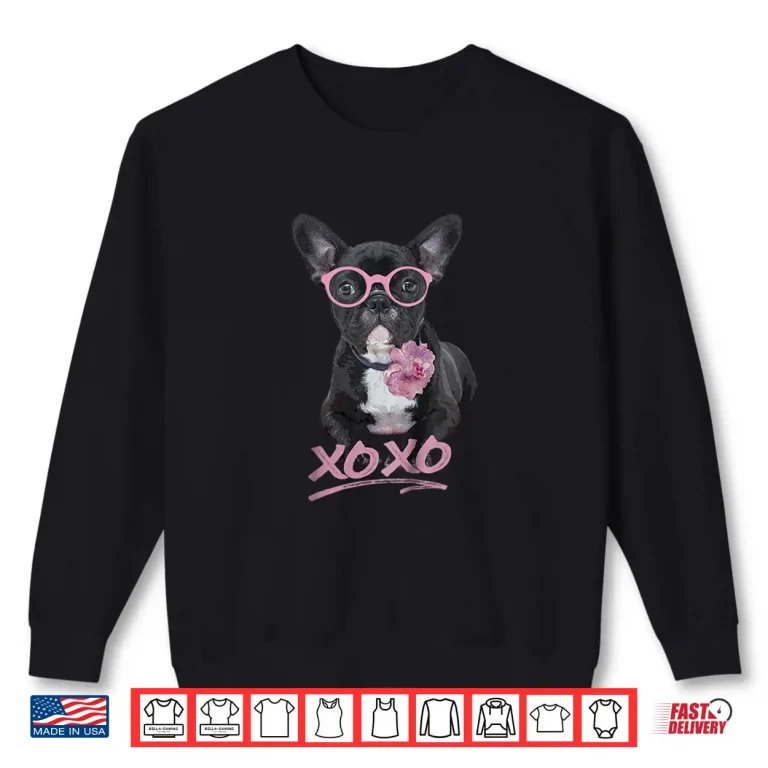 Sweatshirt Kids French Bulldog Shirt For Toddlers Kids Peony Glasses Xo