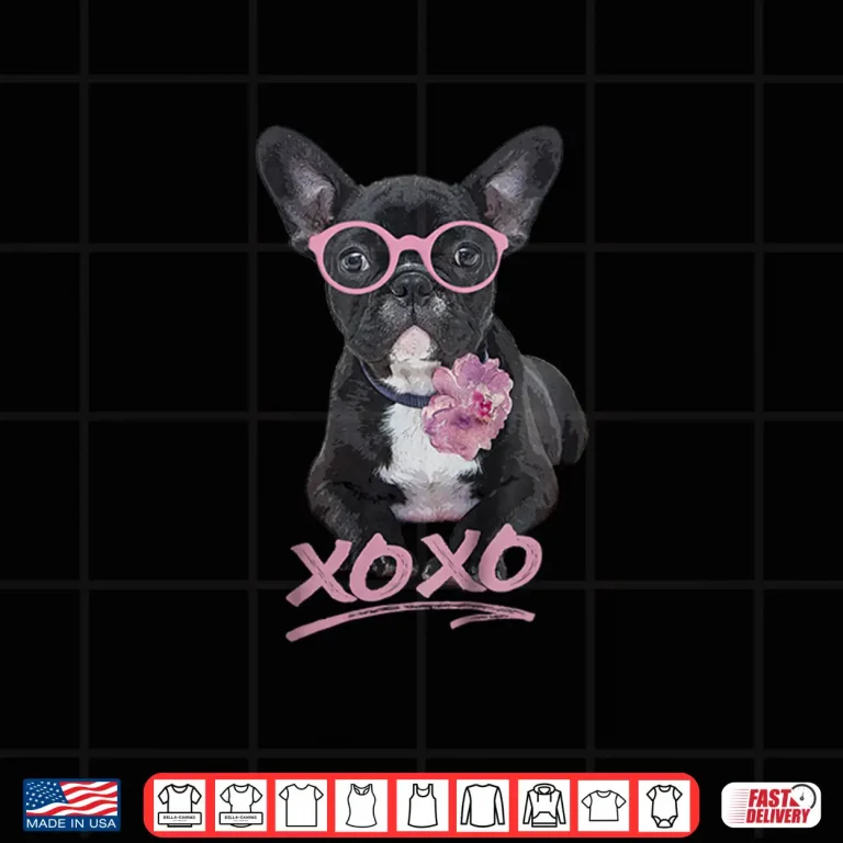 Design Kids French Bulldog Shirt For Toddlers Kids Peony Glasses Xo