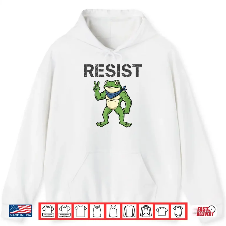 Hoodie Frogs Resist Cartoon Frog Protest Art Funny Portland Shirt
