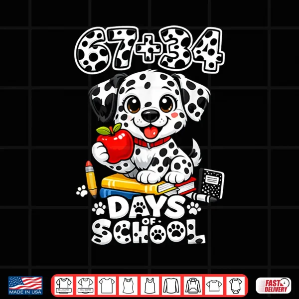 Design 6734 Days School 101 Days Cute Dog Teacher Kids Shirt 1