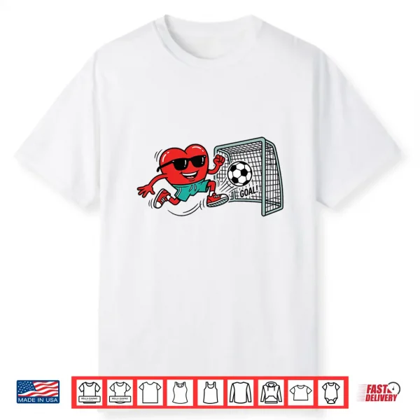 Heart Valentines Day Soccer Men Boys Kids Teens Shirt