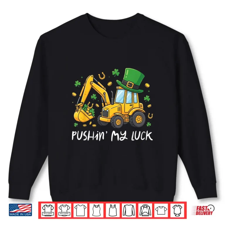 Sweatshirt St Patricks Day Bulldozer Saint Paddys Construction Boys Kid Shirt