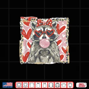 Design Vintage Leopard Funny Valentine Raccoon Lover Heart Xoxo Shirt 1
