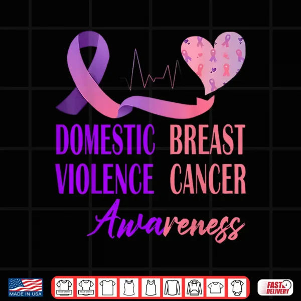 Design Domestic Violence Breast Cancer Awareness Heartbeat Ribbon Shirt