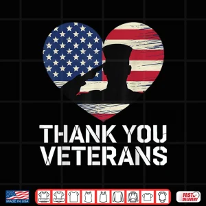 Design Thank You Veterans Day American Flag Heart Patriotic Hero Shirt
