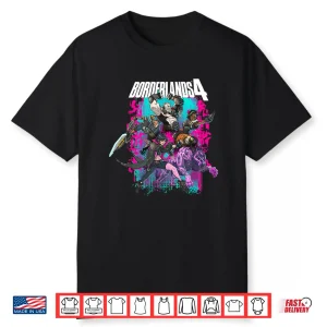 Borderlands 4 Colorful Heroes Collage Graffiti Video Game Shirt