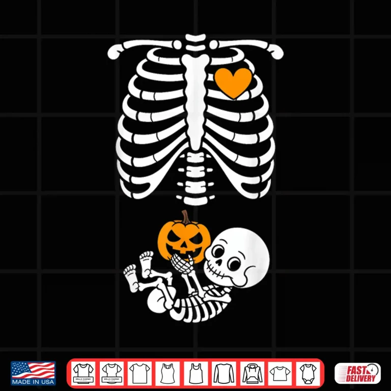 Halloween Skeleton Baby Rib Cage Maternity Pregnant Pumpkin Shirt 4 Design Halloween Skeleton Baby Rib Cage Maternity Pregnant Pumpkin Shirt