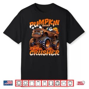 Pumpkin Crusher Monster Truck Ghosts Halloween Shirt