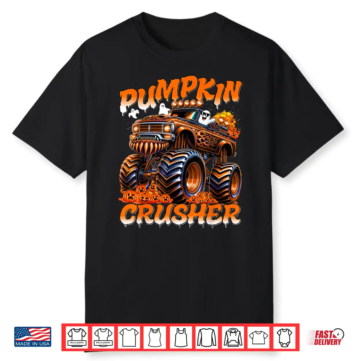 Pumpkin Crusher Monster Truck Ghosts Halloween Shirt Pumpkin Crusher Monster Truck Ghosts Halloween Shirt