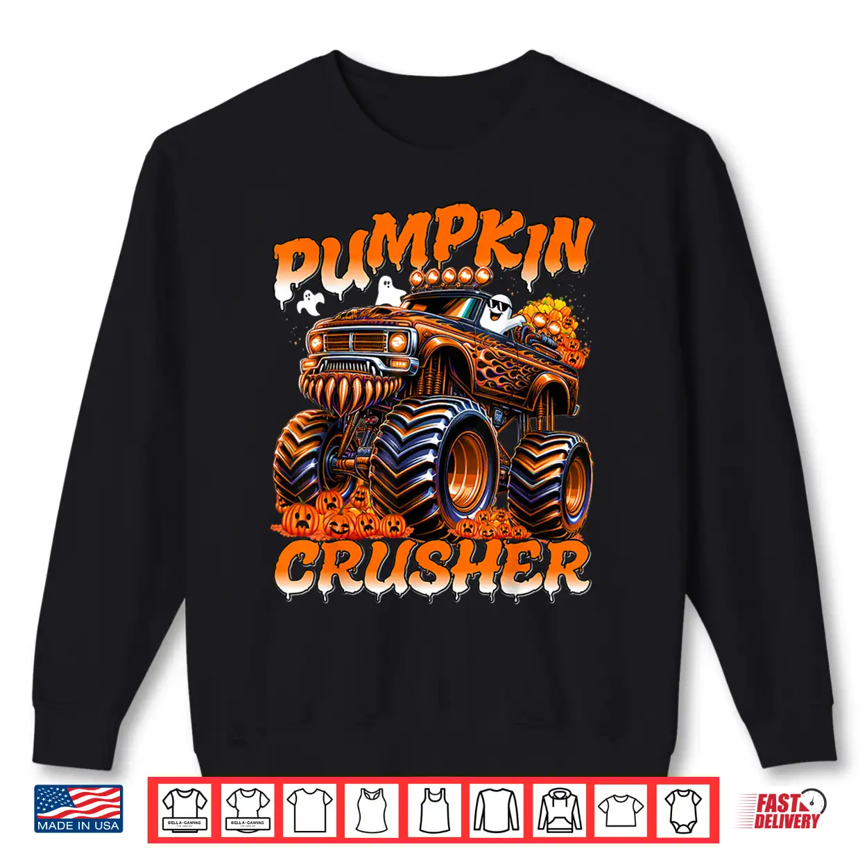 Pumpkin Crusher Monster Truck Ghosts Halloween Shirt Pumpkin Crusher Monster Truck Ghosts Halloween Shirt
