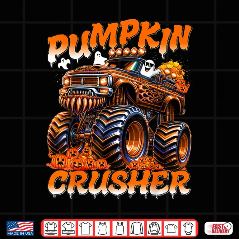 Pumpkin Crusher Monster Truck Ghosts Halloween Shirt 4 Design Pumpkin Crusher Monster Truck Ghosts Halloween Shirt