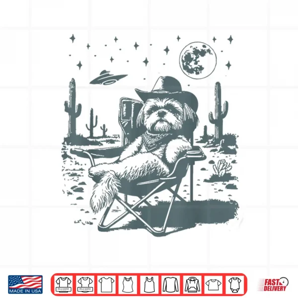 Design Vintage Shih Tzu Cowboys Ufo Western Shirt