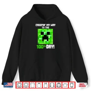 Hoodie Creepin My Way To The 100Th Day Gamers 100 Days Smarter Boy Shirt