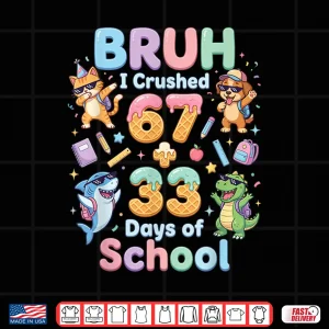 Design I Crushed 6733 Days Of School Dabbing Cat Dog Dino Shark Shirt