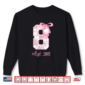 Sweatshirt Kids 8Th Birthday Girl Coquette Bow Theme 8 Year Old Girls Shirt