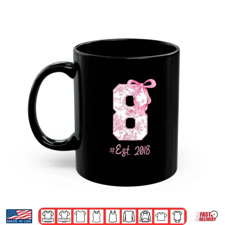 Mug Kids 8Th Birthday Girl Coquette Bow Theme 8 Year Old Girls Shirt