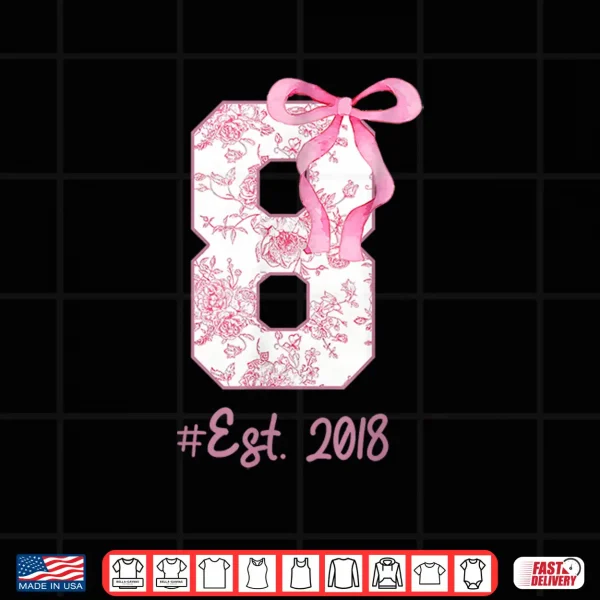 Kids 8Th Birthday Girl Coquette Bow Theme 8 Year Old Girls Shirt 4 Design Kids 8Th Birthday Girl Coquette Bow Theme 8 Year Old Girls Shirt